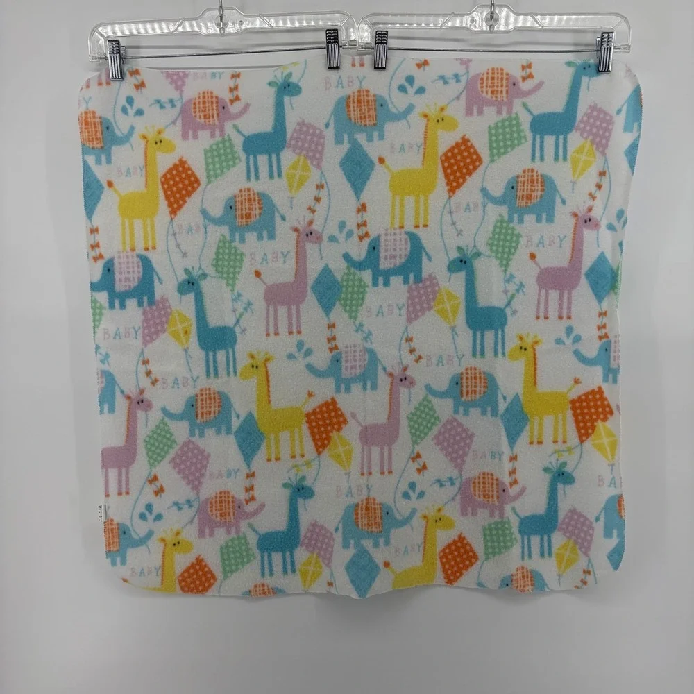 Greenbrier International Baby Fleece Blanket Elephant Giraffe Kite Print 29x29